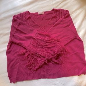 Hot Pink Fringe Sweater